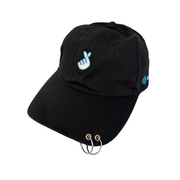 None and/or Unknown Other - K-pop Korean finger heart hat pierced bill AT&T Black Blue OSFA adjustable